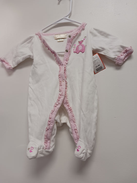 white/pink Nursery Rhymes Elephant Sleeper 0/3m, NB G