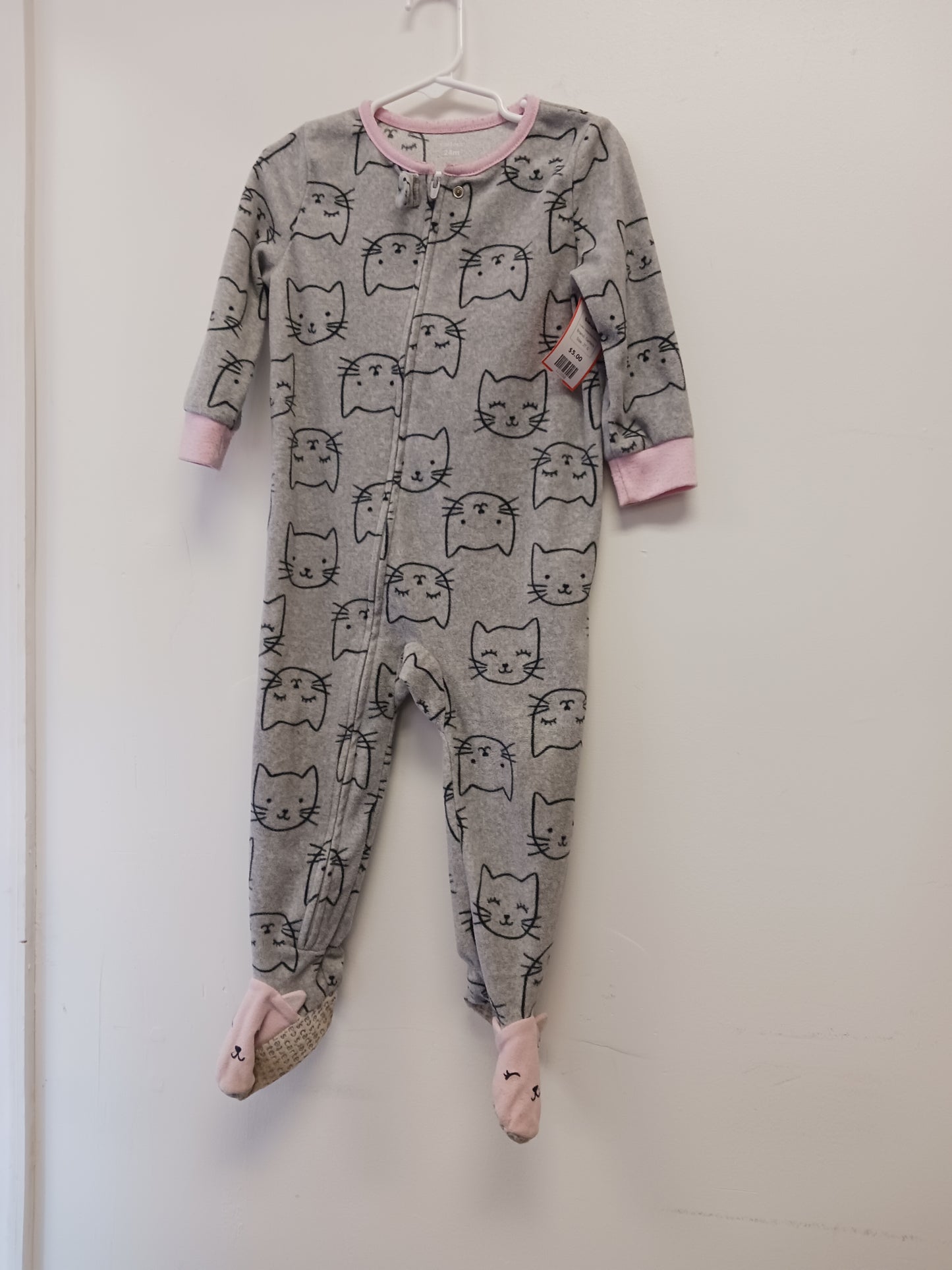 Grey/Pink Kitty Carters Sleeper, 2T G
