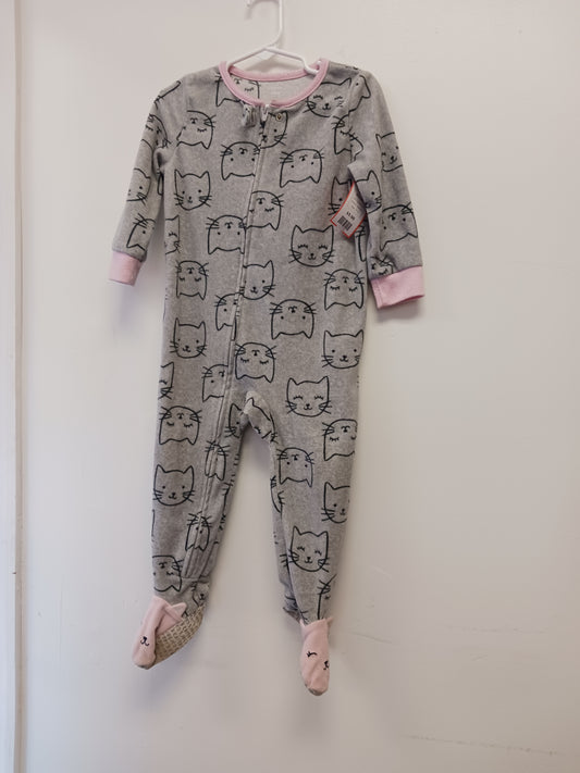 Grey/Pink Kitty Carters Sleeper, 2T G