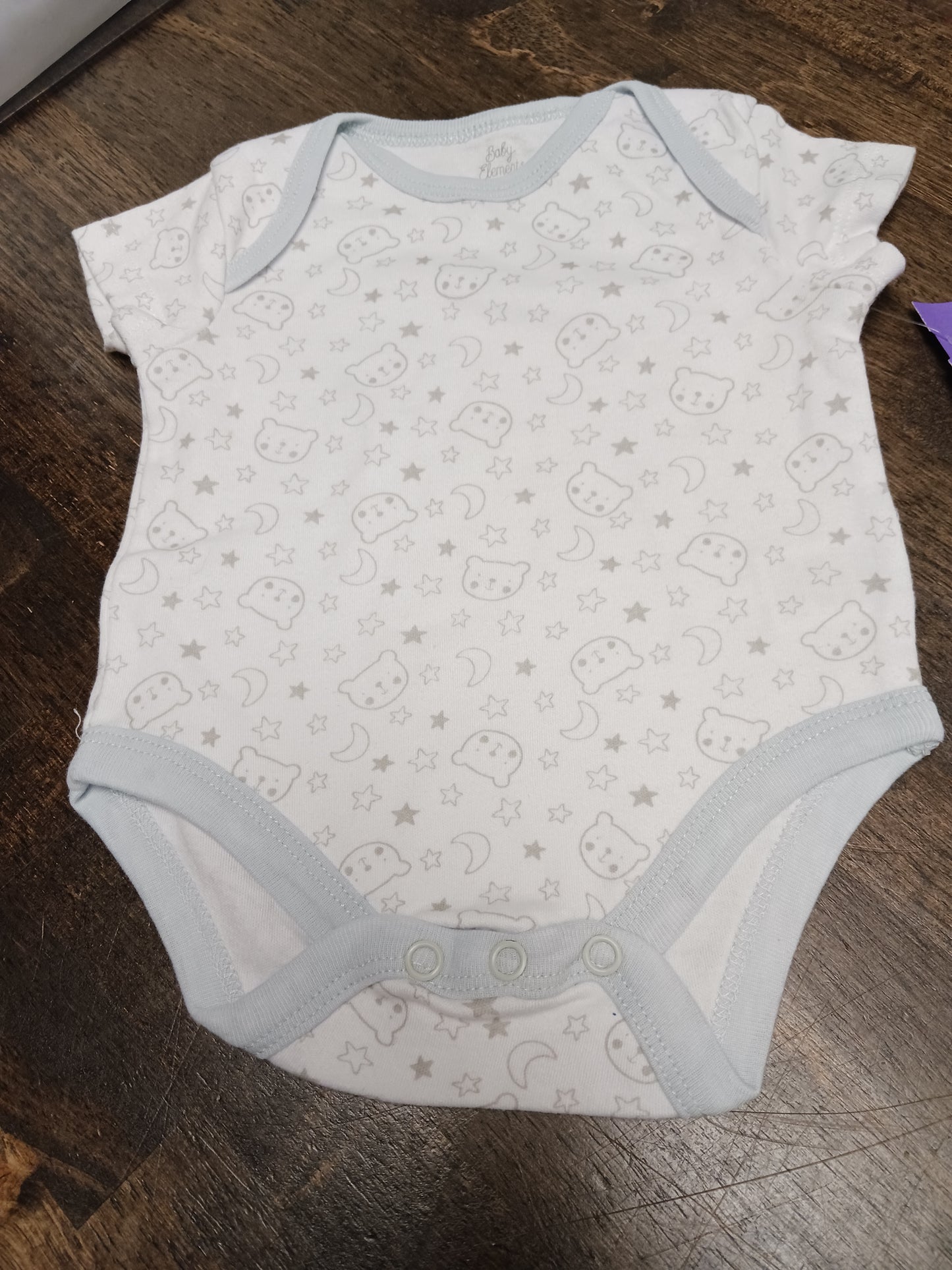 White/Blue Bear Baby Elements Onesie, 6M B