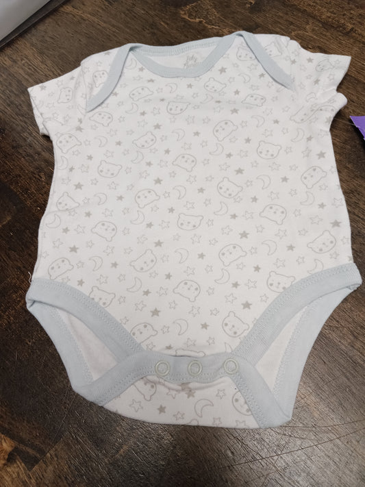 White/Blue Bear Baby Elements Onesie, 6M B