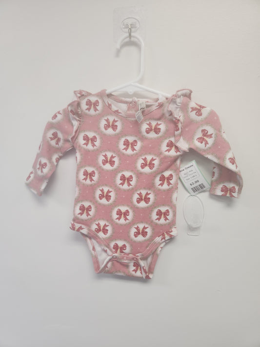 Pink Chick Pea Bow Onesie, 3-6M G