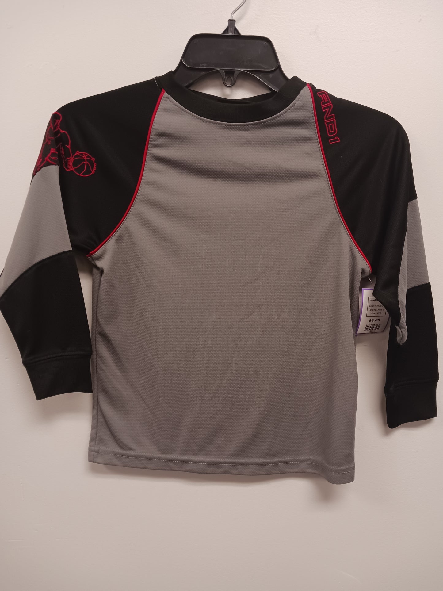 Grey/Black And 1 Longsleeve Shirt, 4T B