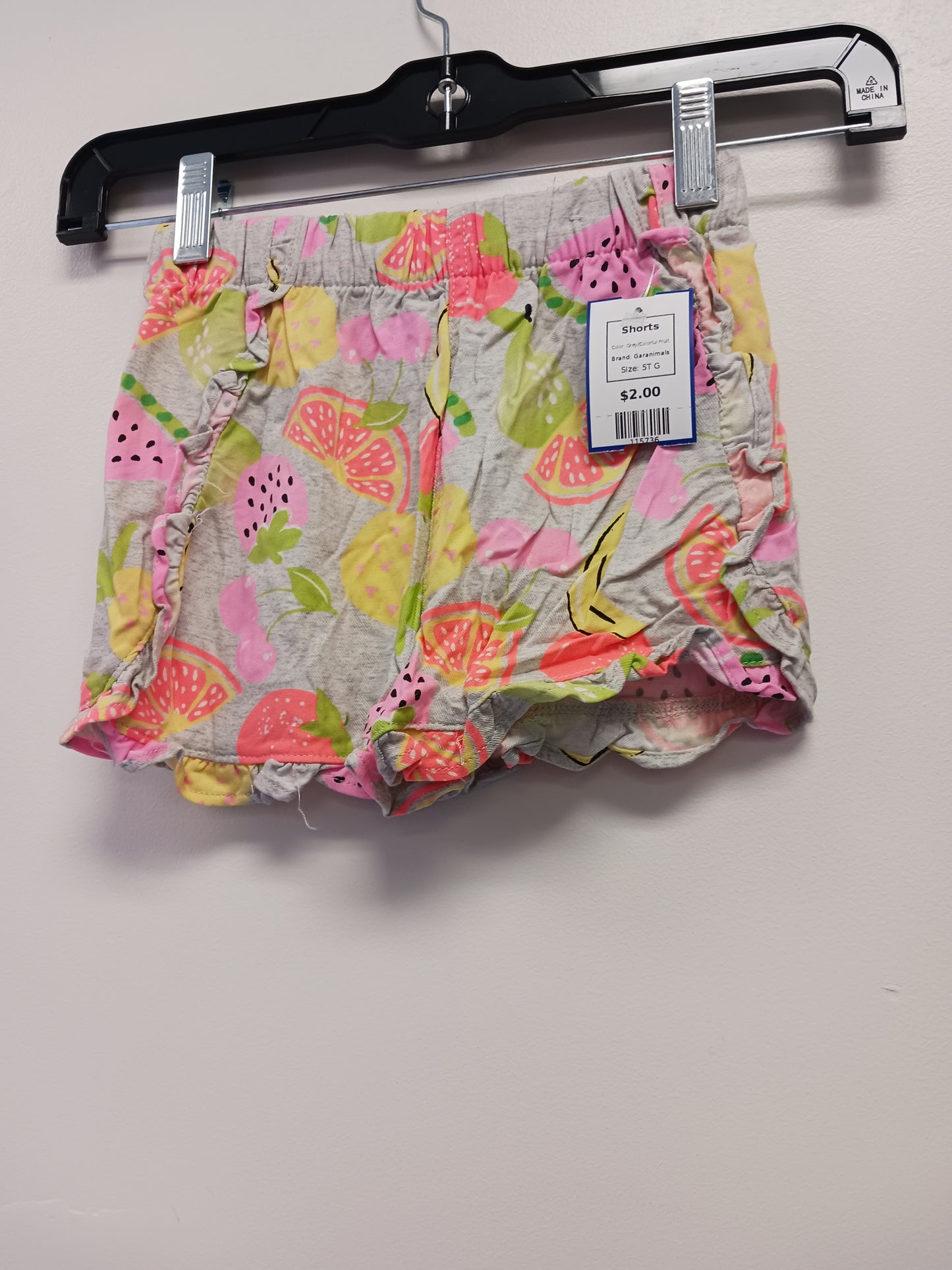 Grey/Colorful Fruit Garanimals Shorts, 5T G