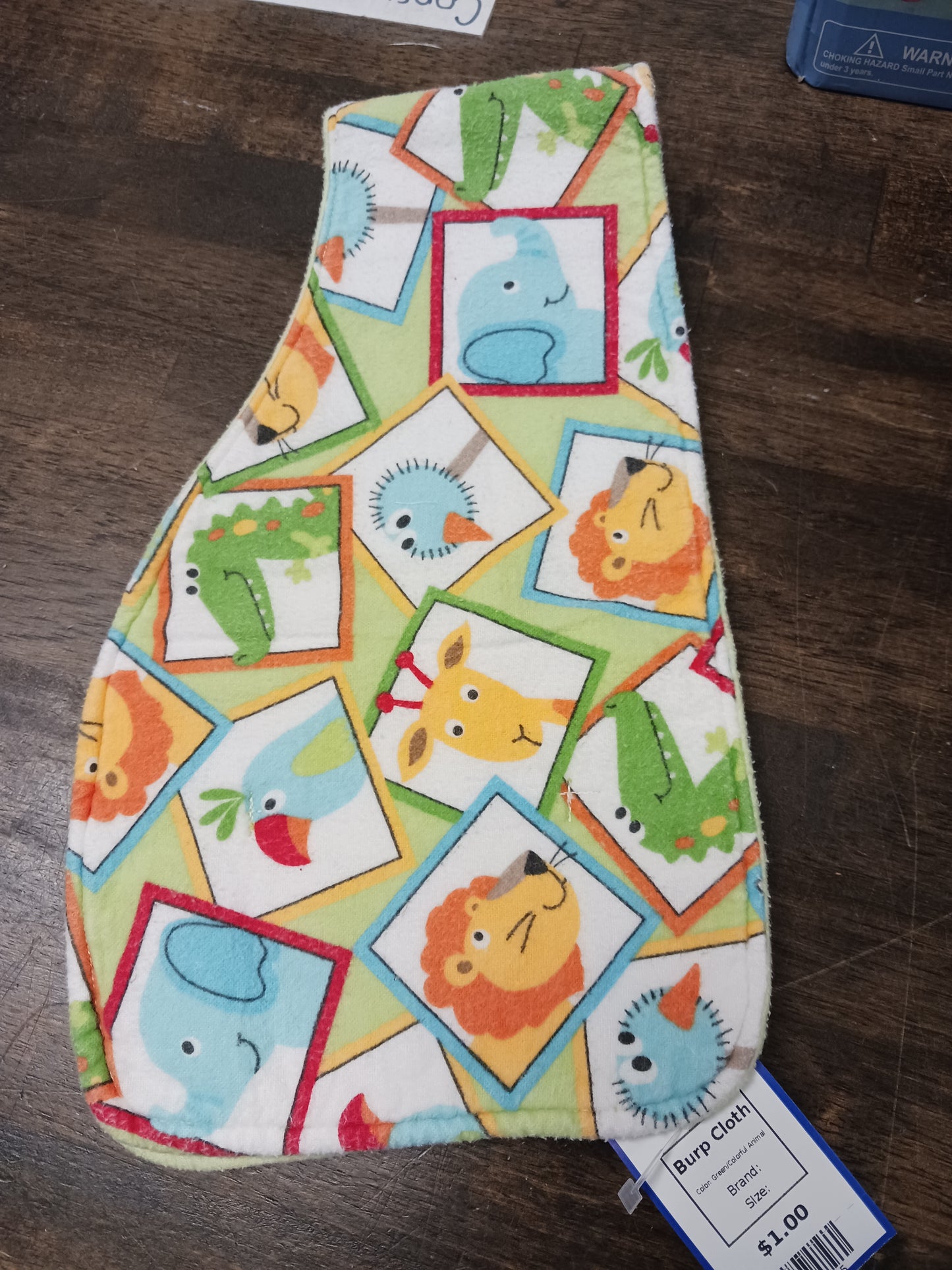 Green/Colorful Animal  Burp Cloth