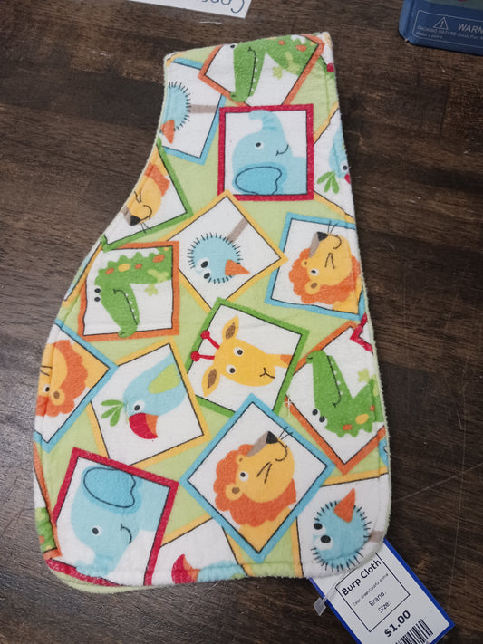 Green/Colorful Animal  Burp Cloth