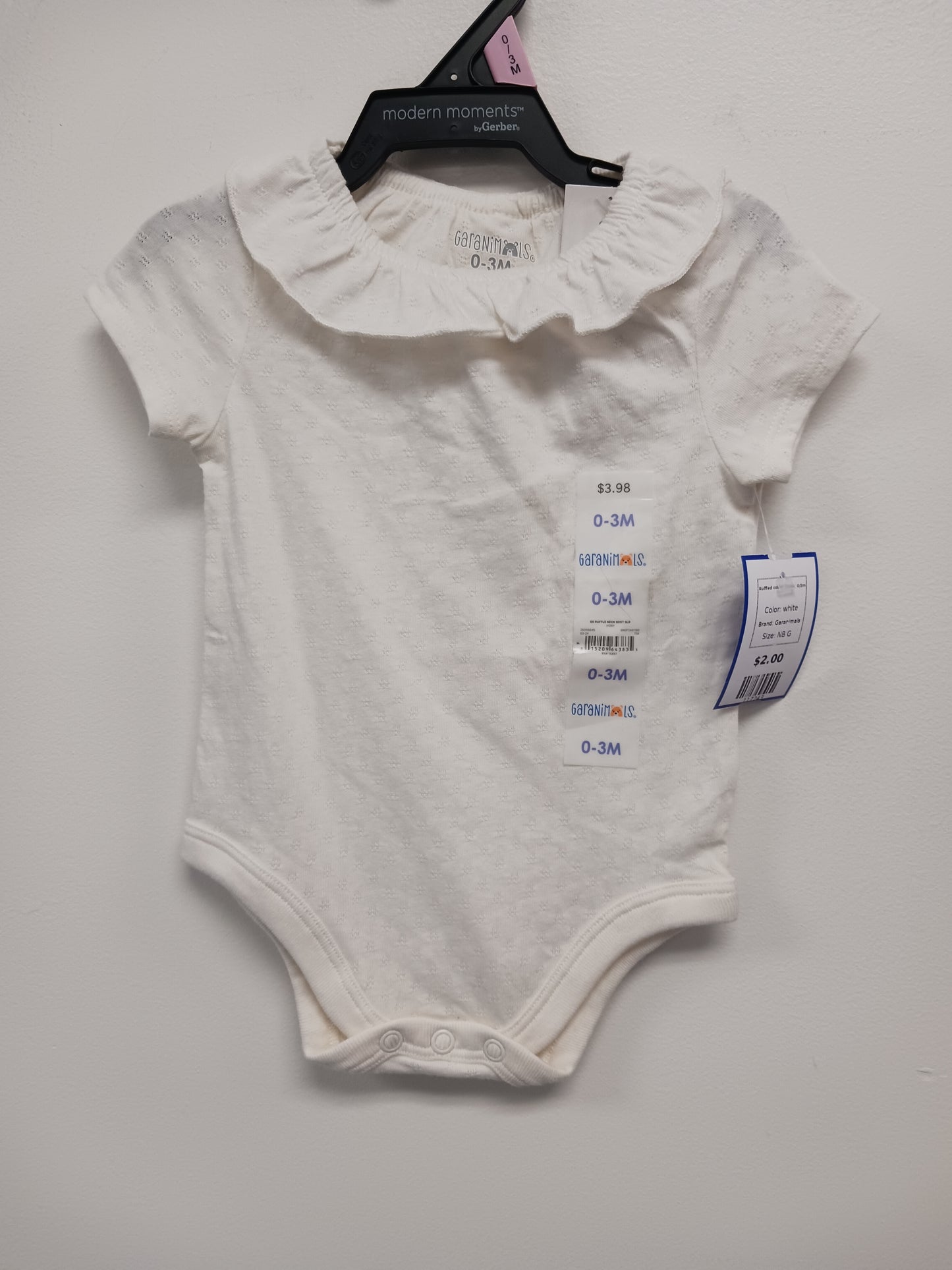 white Garanimals Ruffled collar Onesie  0/3m, NB G
