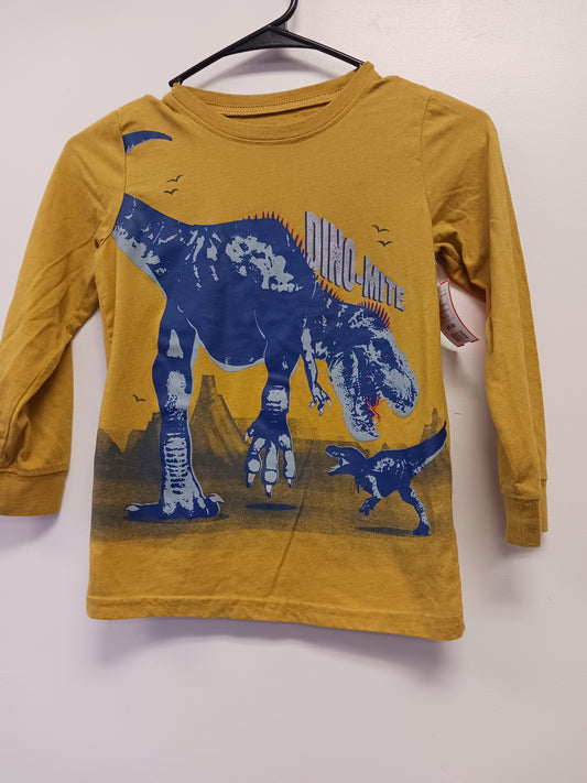Mustard Carters Long Sleeve Dino Shirt, 7 B