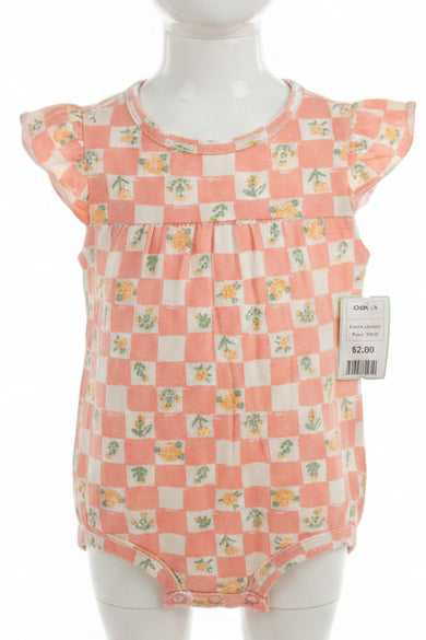 Pink/White Checkered/Flower Carters Onesie, 12M G