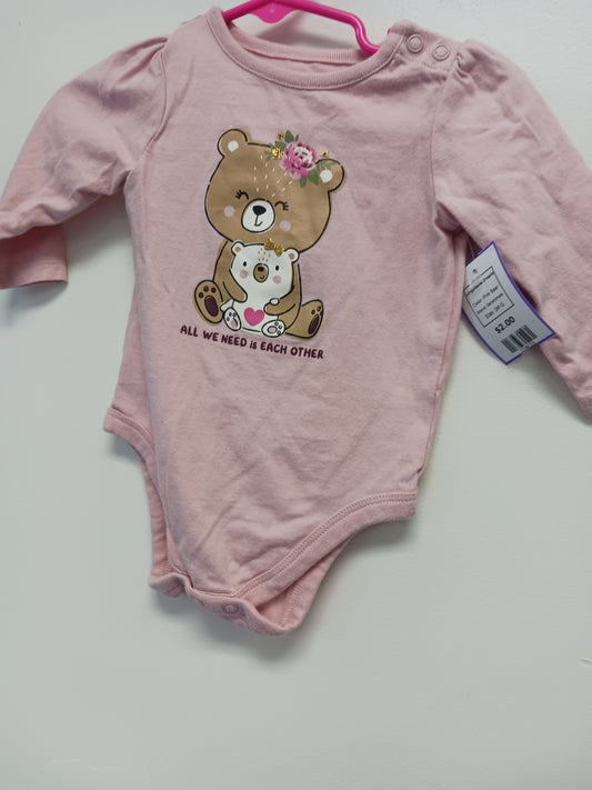 Pink Bear Garanimals Longsleeve Onesie, 3M G