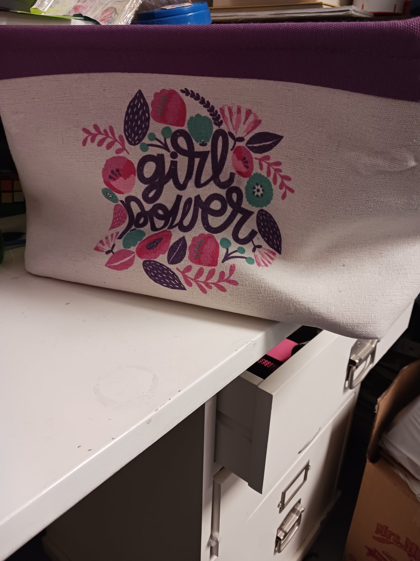 Girl Power Canvas Bin