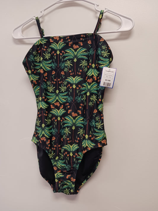 Black/Green Palm Tree Old Navy Swim Suit, 10 G