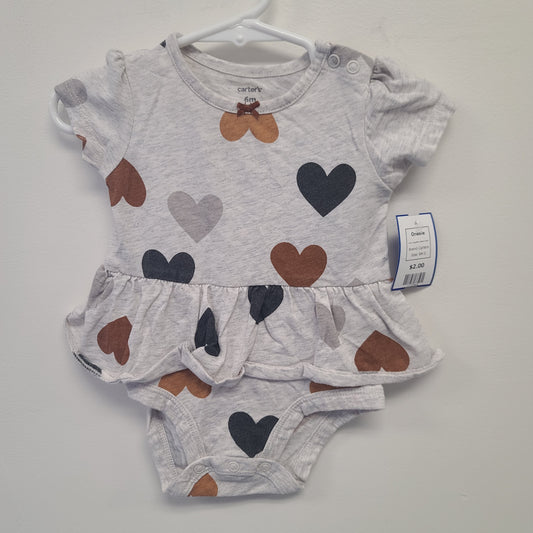Grey/Brown/Black Heart Carters Onesie, 6M G