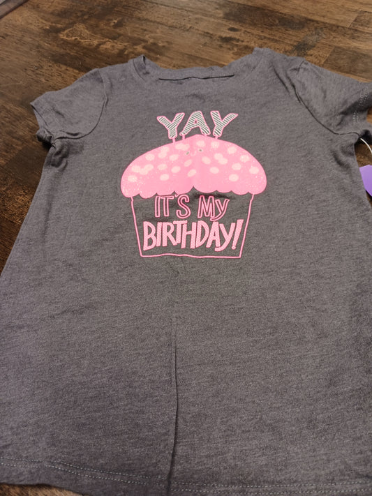 Grey Yay It's My Birthday Cat & Jack Shirt, 4T G