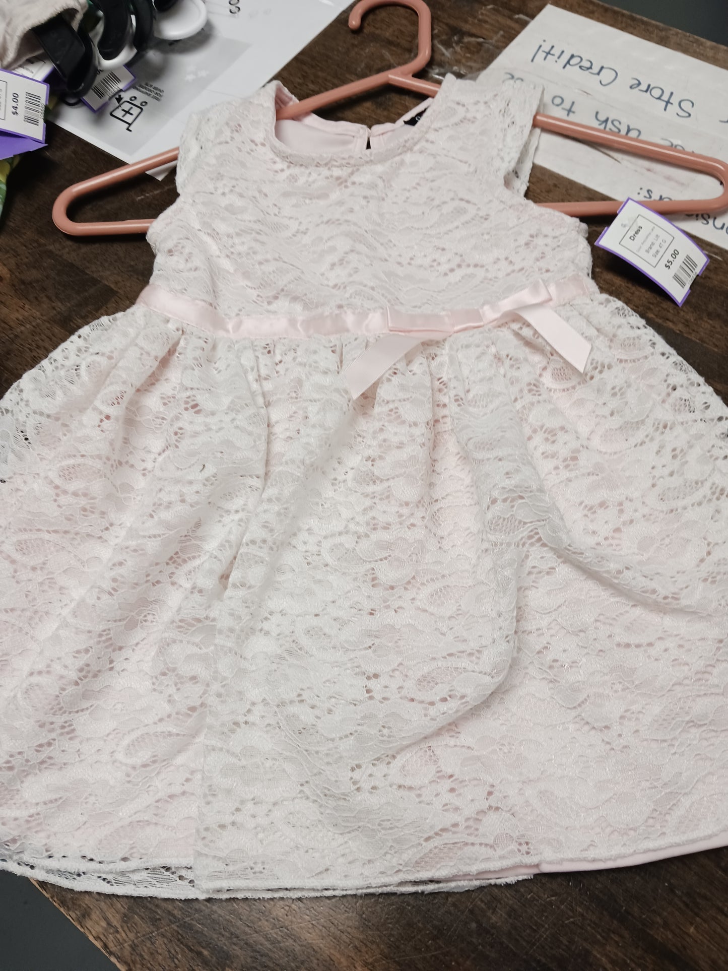 Pink/White Lace Lilt Dress, 4T G