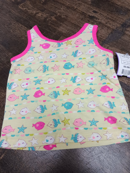 Green/Pink Fish Wonder Kids Tank Top, 12M G