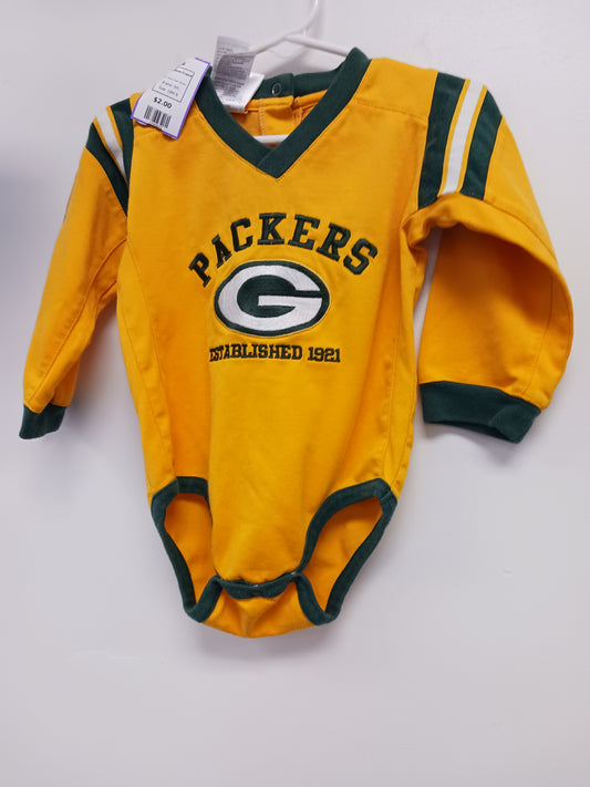 Yellow/Green Packers NFL Longsleeve Onesie, 18M B