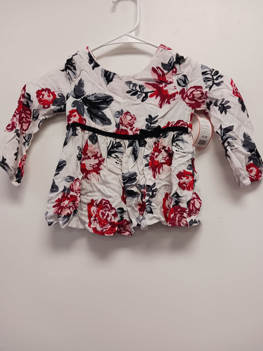 white/red Wonder Kids Long Sleeve Flower Shirt, 2T G