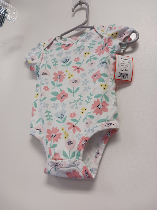 White/Colorful Flower Carters Onesie, 6M G