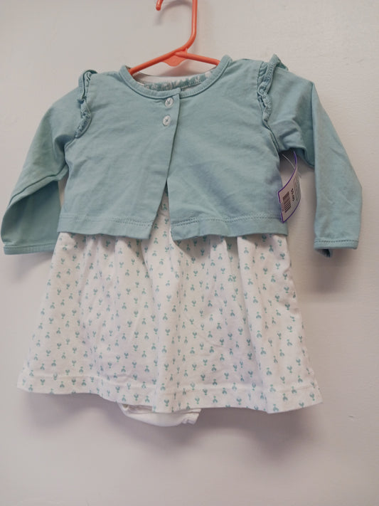 White/Blue Carters Dress W/Cardigan, 6M G