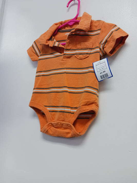 Orange/Brown/White OshKosh Polo Onesie, 9M B