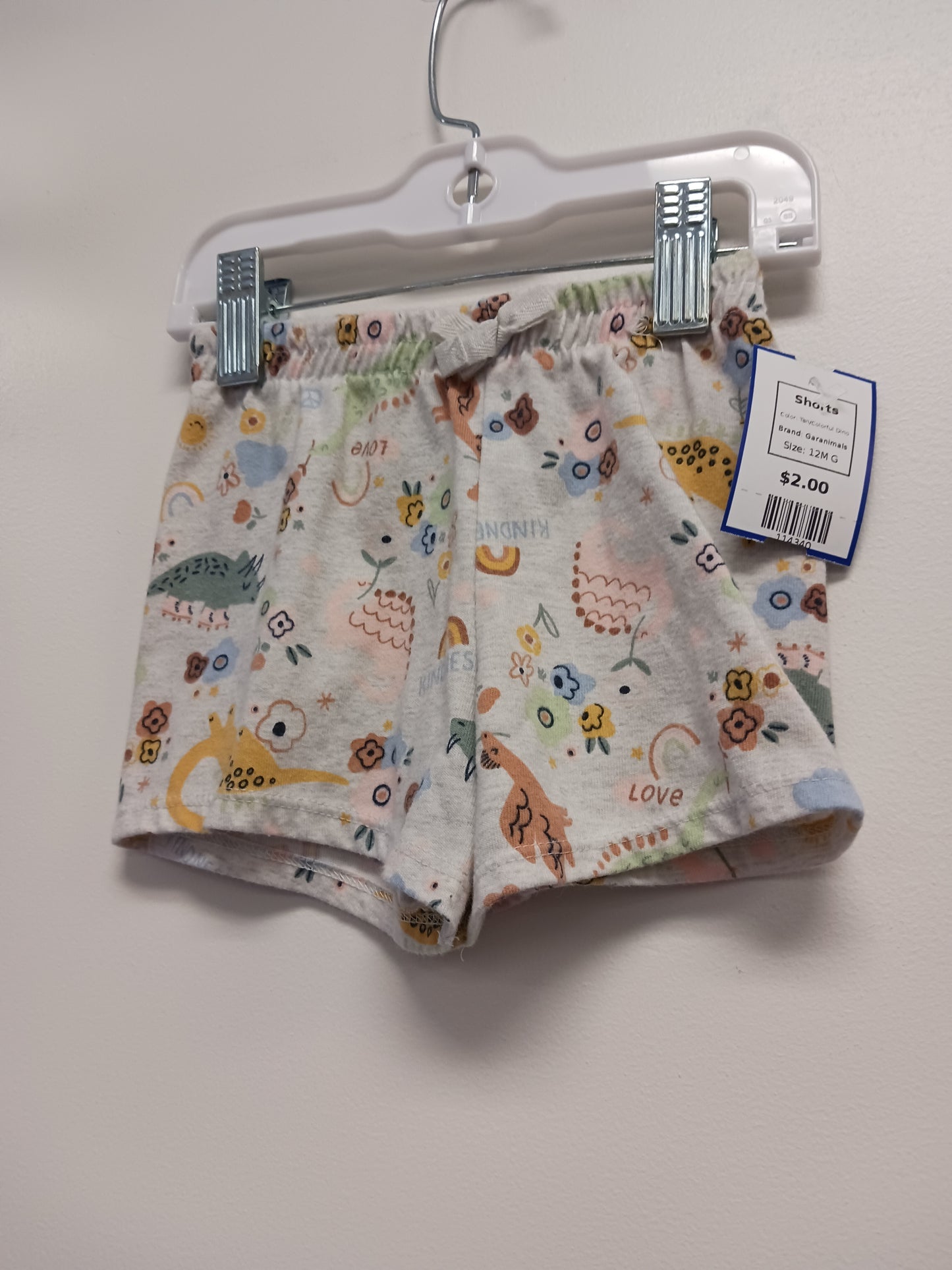 Tan/Colorful Dino Garanimals Shorts, 12M G