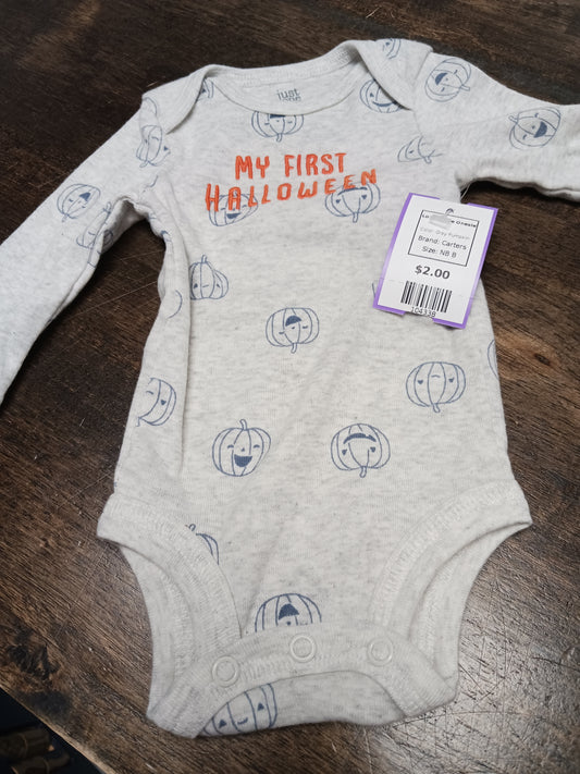 Grey Pumpkin Carters Longsleeve Onesie, NB B
