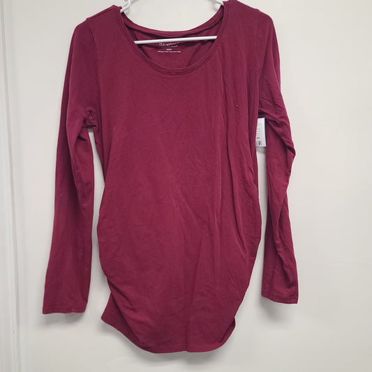 Burgandy Bump Start Longsleeve Maternity Shirt, Medium