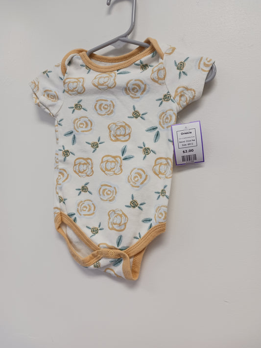 White/Yellow/Blue Flower Chick Pea Onesie, 6M G