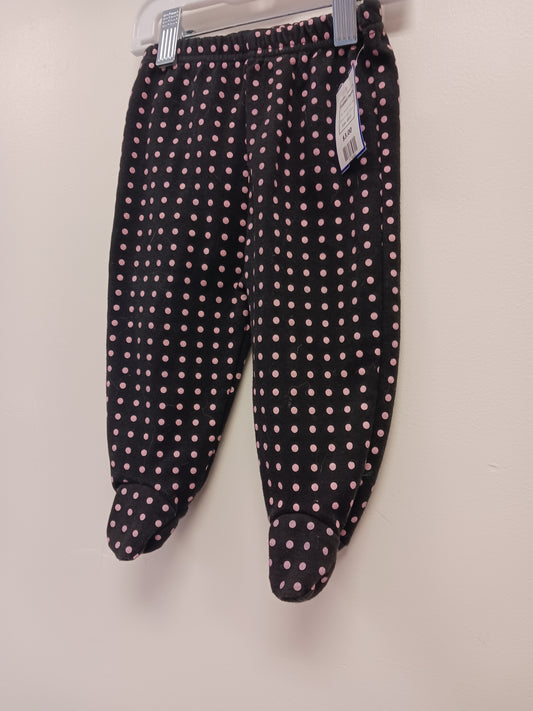 Black/Pink Polka Dot Rumble Tumble Footed Pants, 6M G