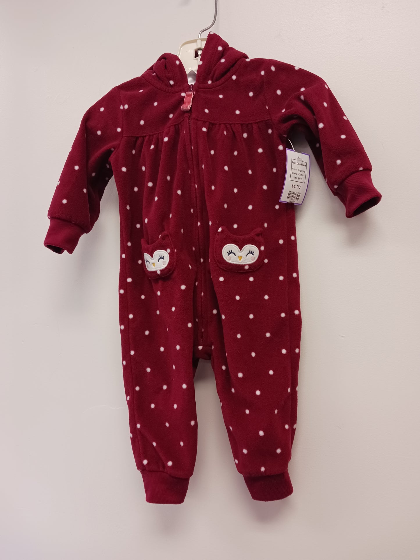 Burgandy Carters Pant One Piece, 6M G