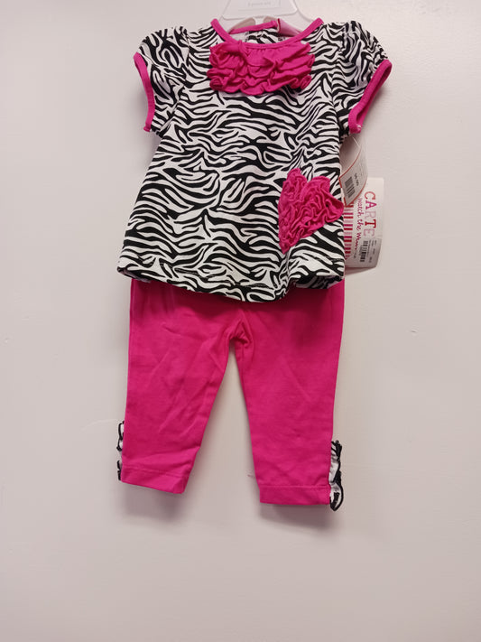 Pink/Black Carters 2 Piece Shirt/Pants outfit, 6M G