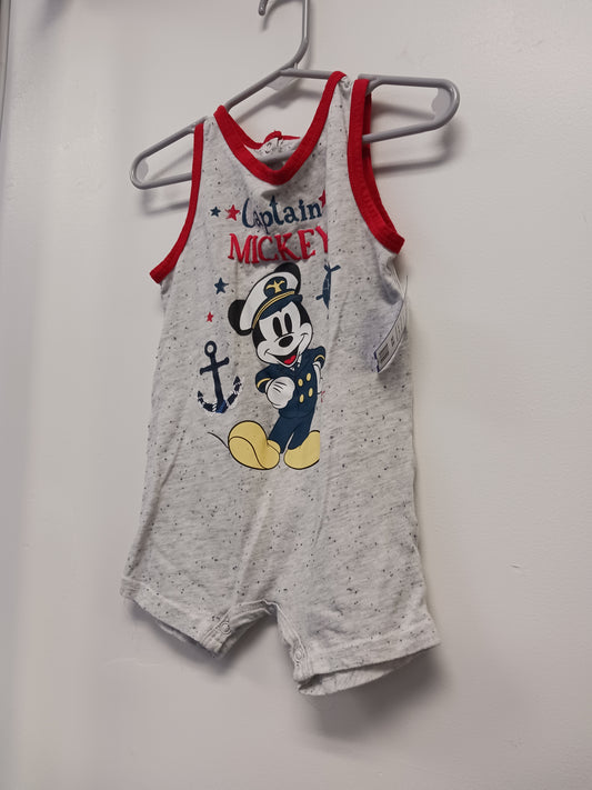 Grey/Red Mickey Disney Baby Short One Piece, 18M B