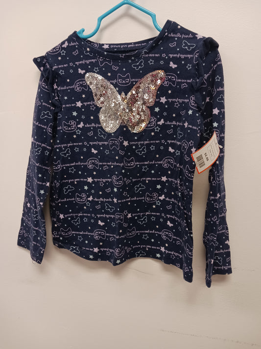 Navy/Purple Butterfly Garanimals Longsleeve Shirt, 6 G