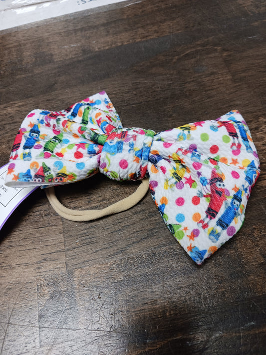 White/Colorful Crayon  Bow