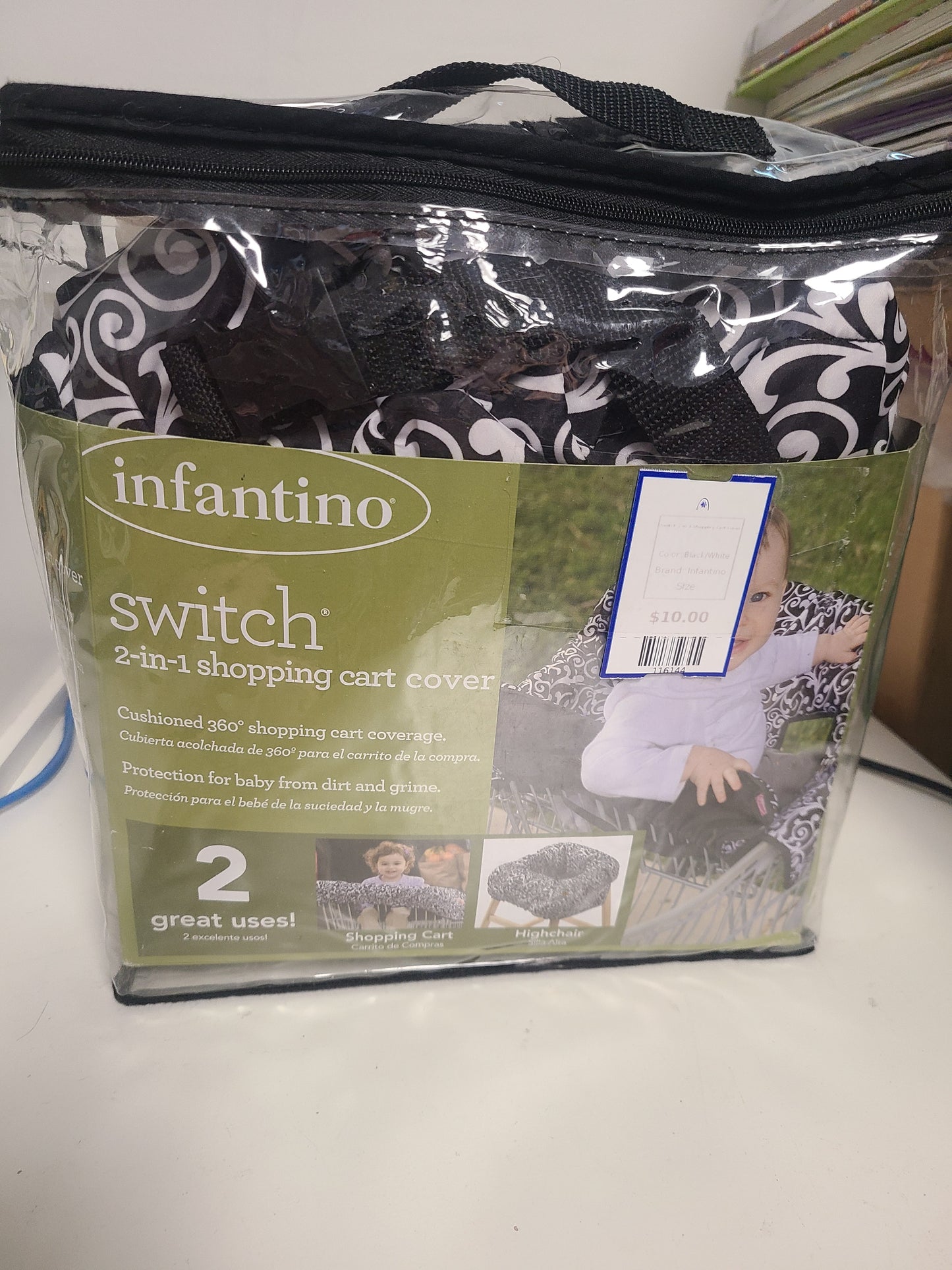 Black/White Infantino Switch 2-in-1 Shopping Cart Cover