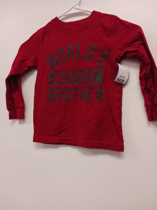 Burgandy Carters Long Sleeve World's Greatest Brother shirt, 4T B