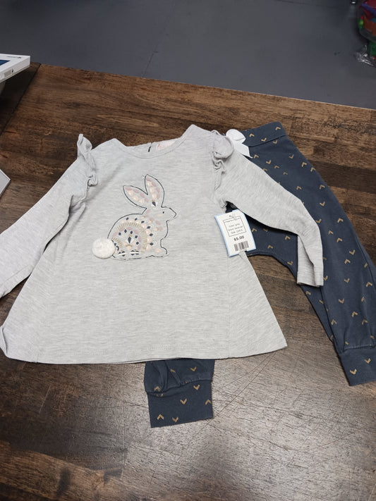 grey Savannah 2 Piece Bunny Outfit, 12M G