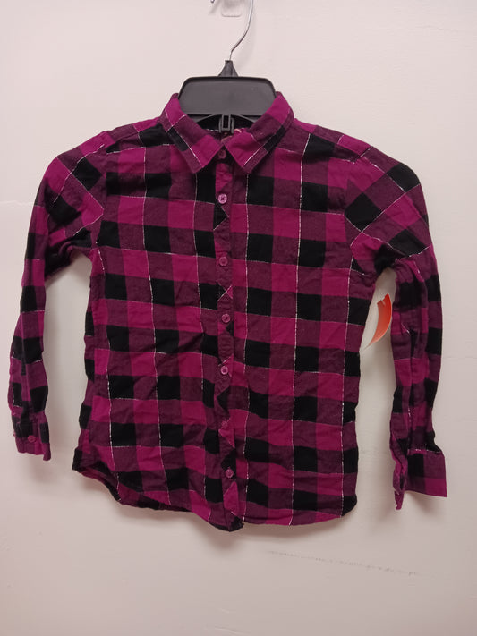 Purple/Black Plaid Faded Glory Longsleeve Button UP, 6 G