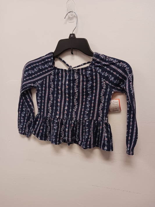 Navy Flower Childrens Place Longsleeve Shirt, 5/6 G
