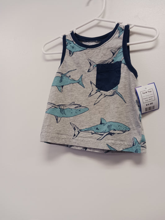Grey/Blue Shark Carters Tank Top, 9M B