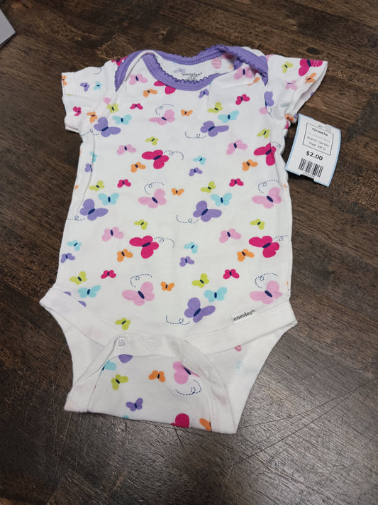 White/Colorful Butterfly Gerber Onesie, 3M G