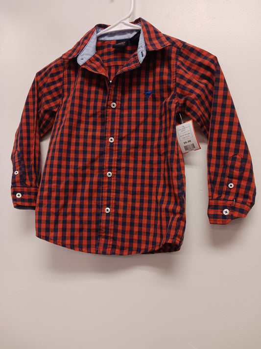 Orange/Navy Plaid Wrangler Longsleeve Button Up, 5T B