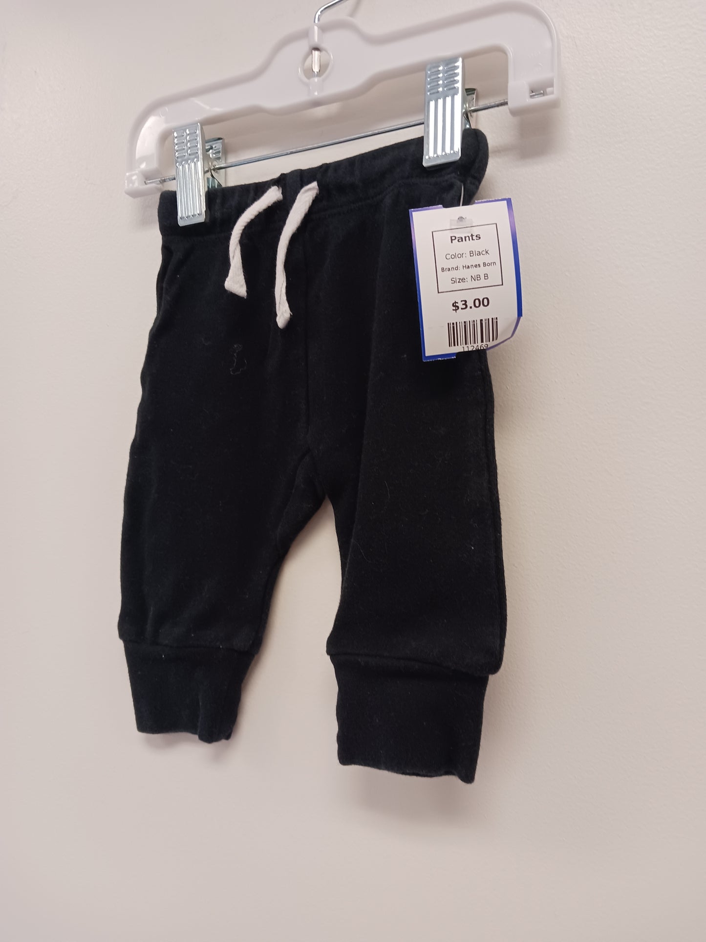 Black Hanes Born Pants, NB B