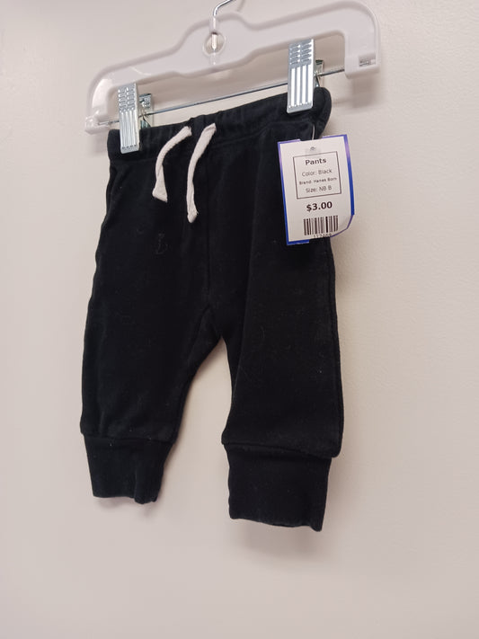 Black Hanes Born Pants, NB B