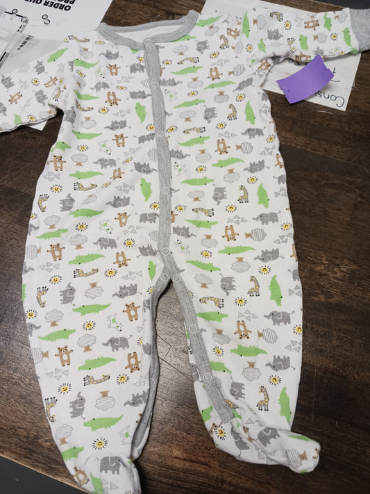White/Grey Animal Duck Duck Goose Sleeper, 6M B