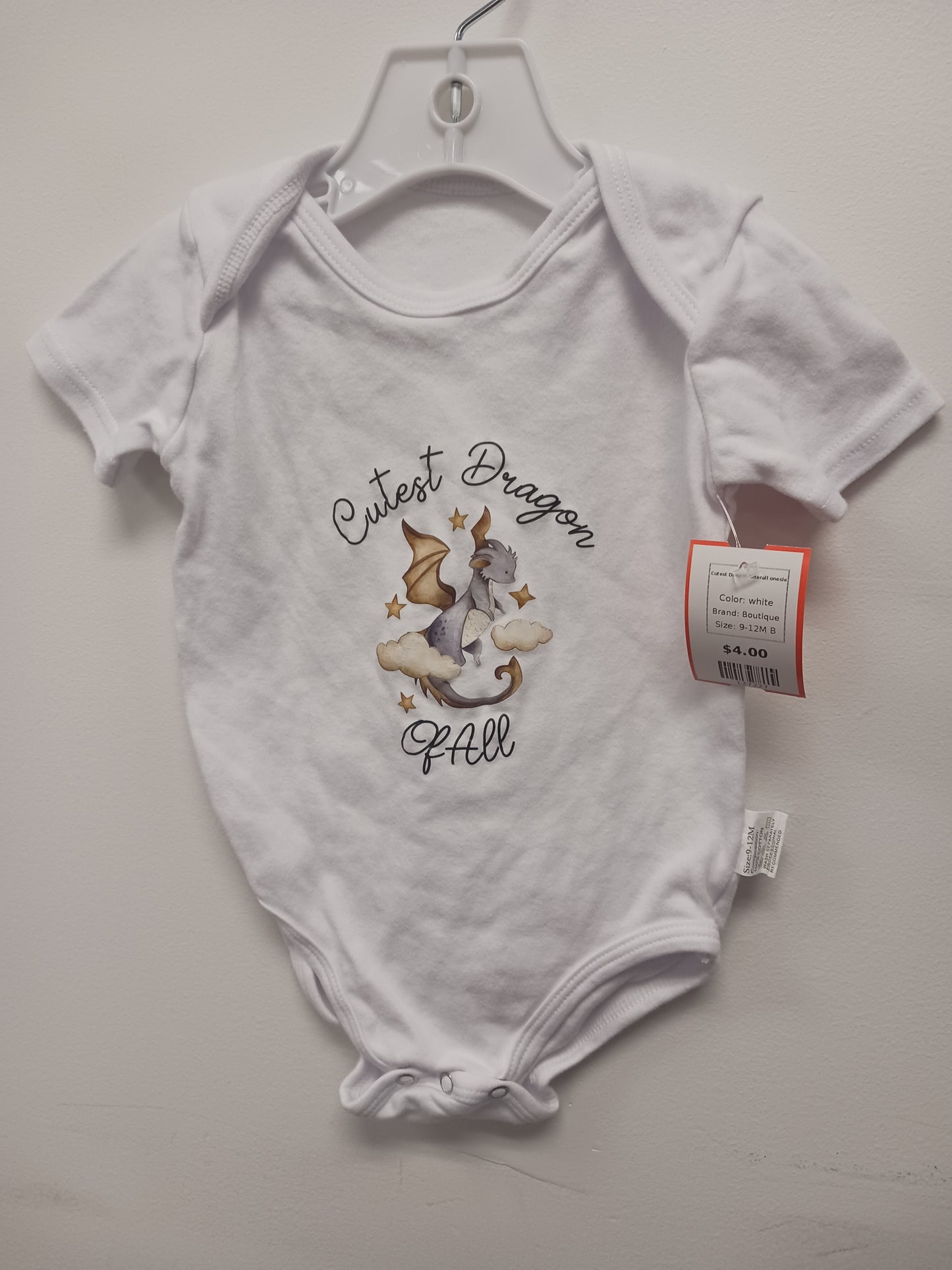 white Boutique Cutest Dragon Afterall onesie, 9-12M B