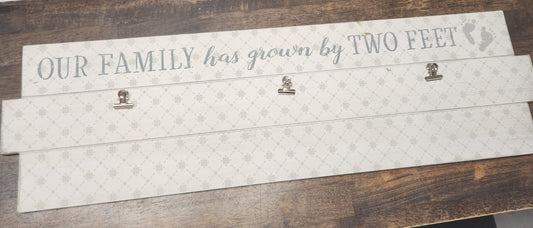 White/Grey  Our Family Has Grown Sign