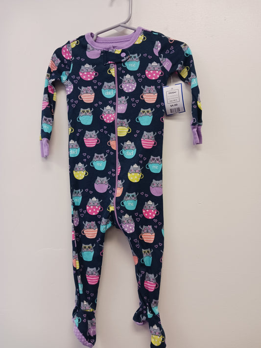 Navy/Purple Kitty Childrens Place Sleeper, 6M G