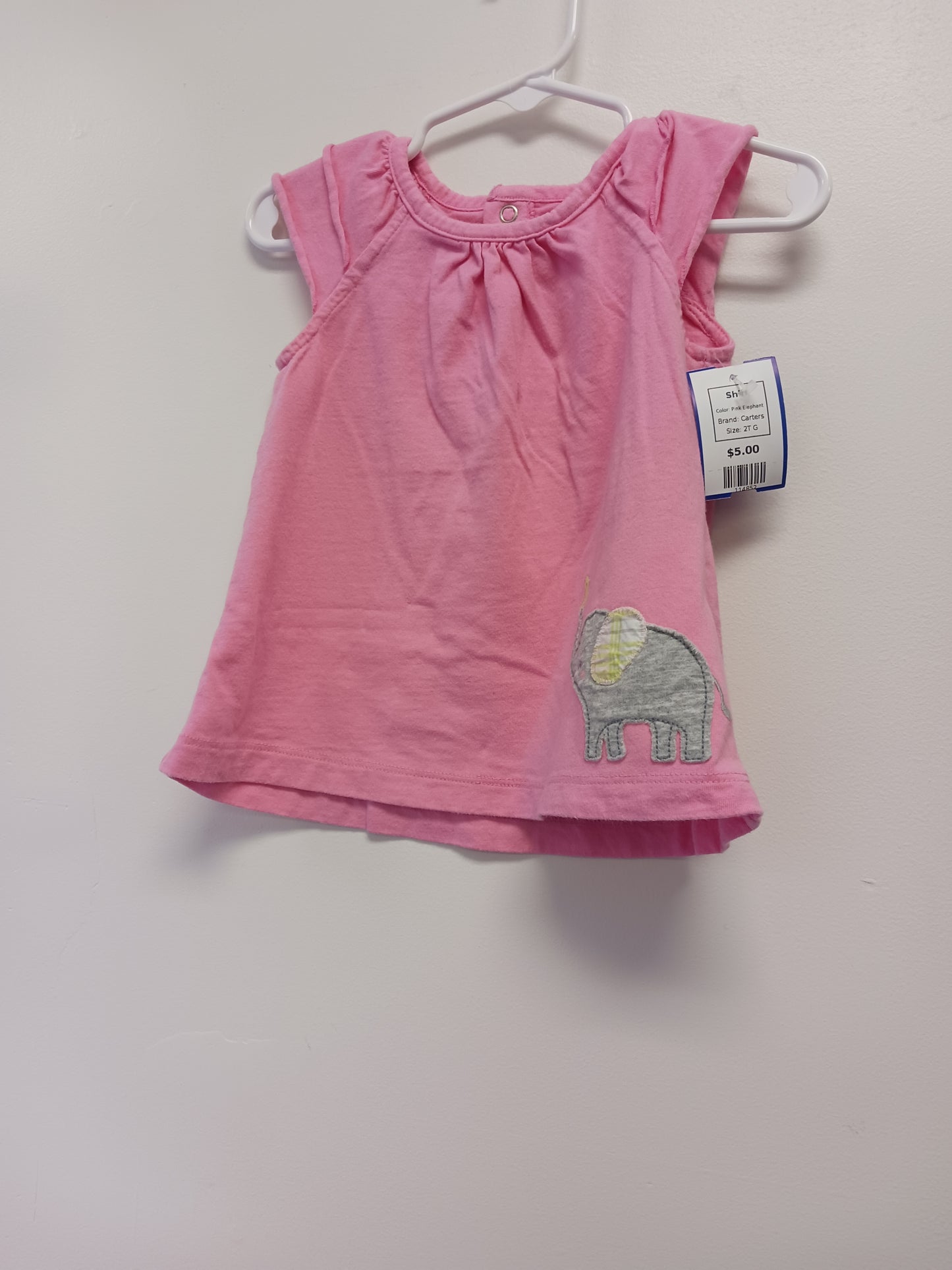 Pink Elephant Carters Shirt, 2T G